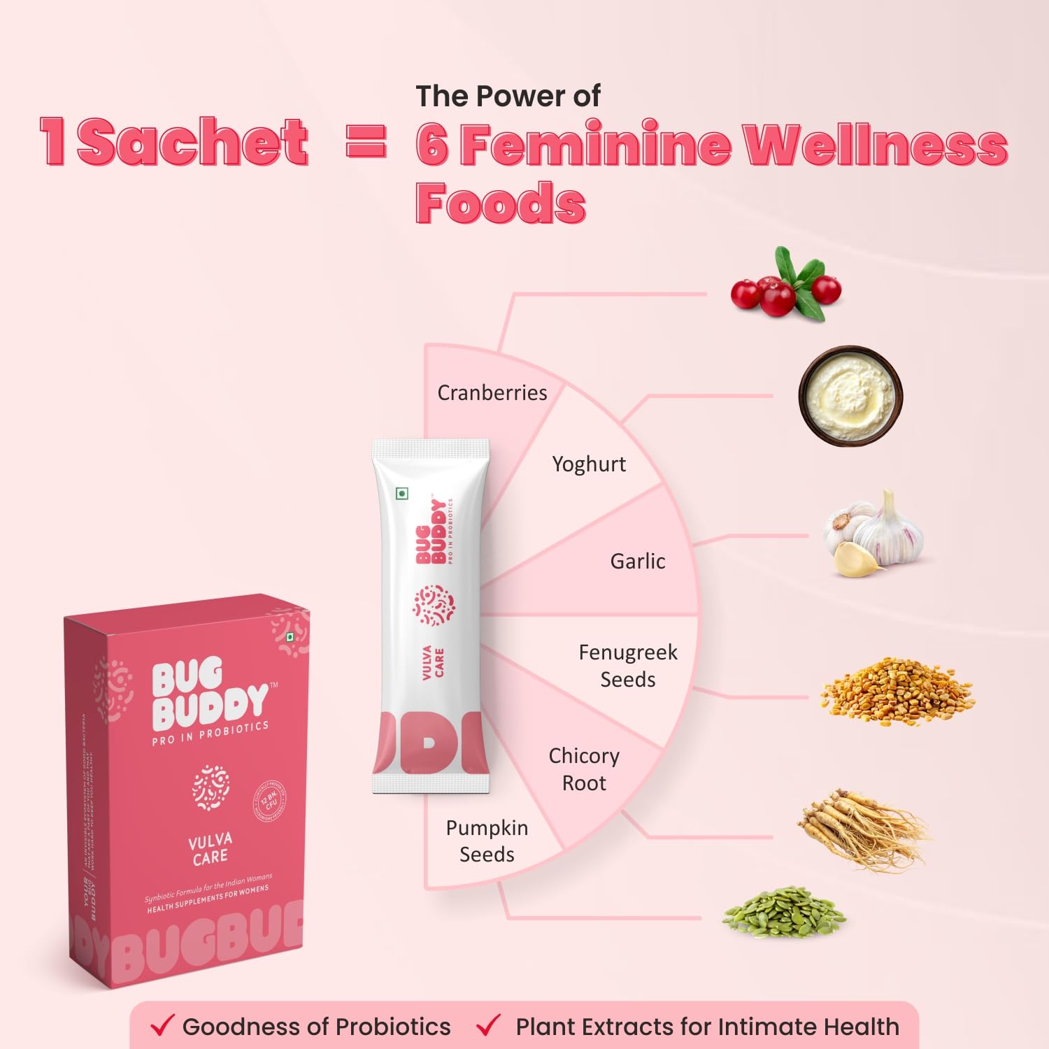 Bug Buddy Vulva Care | Vaginal Probiotic Supplement that helps Reduce UTIs & Other Vaginal Infections | Balances pH Levels | Promotes Beneficial vaginal Bacteria | 15 Days Pack 2