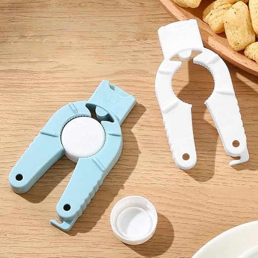 2pcs Multi Functional Bottle And Jar Opener Plastic Magnetic Screwdriver Wrench Ergonomic Compact for Kitchen Household, Blue，White