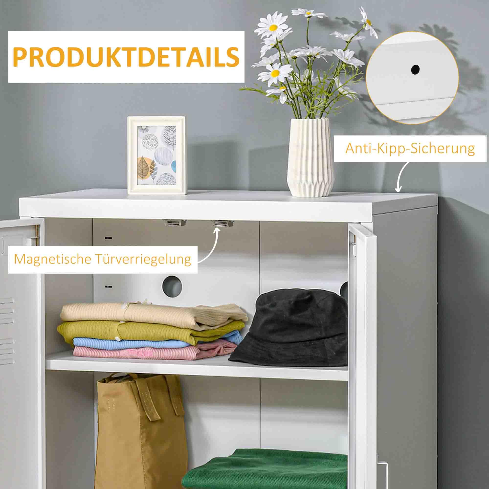 HOMCOM Aktenschrank mit Lamellen-Doppeltür 75x33x110cm Weiß