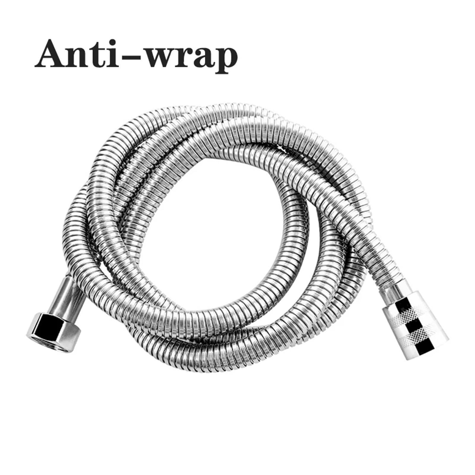 Manguera de ducha de acero inoxidable de 1,5 m, tubo flexible de fontanería de 1,27 cm, tubo elástico negro y plateado para accesorios de inodoro y baño