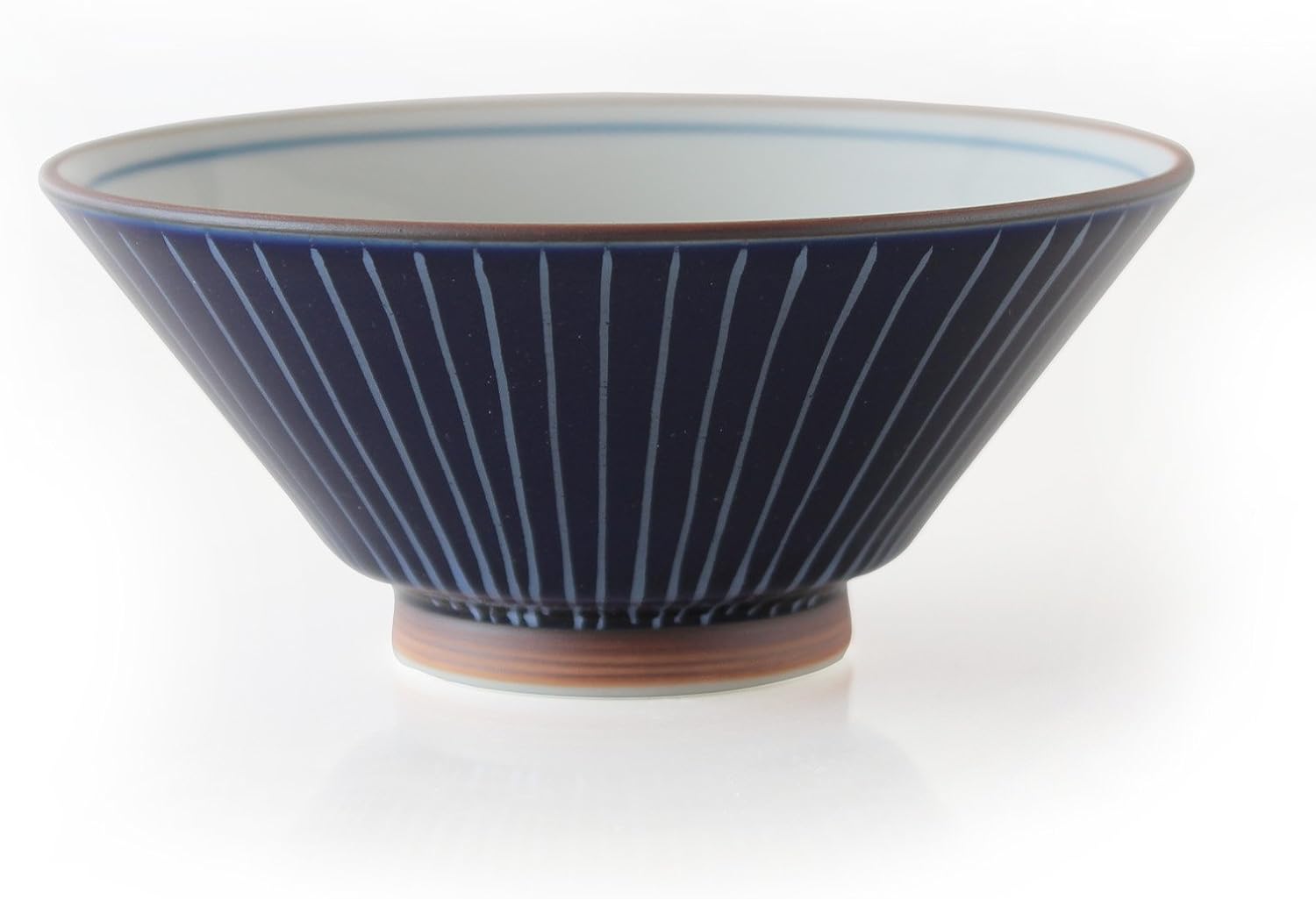 Hasamiyaki Rice Bowl, Colored Glazed Tokusa, Blue, φ5.0 inches (12.7 cm) x Height 2.2 inches (275 cc)