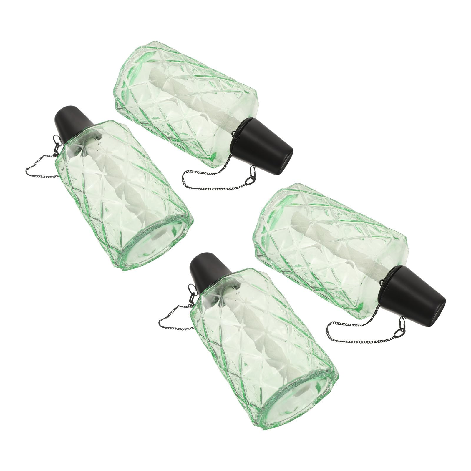 iplusmile 4 Piezas Antorcha de Vidrio Verde de 330ml y Tapa Extinguida para Uso Prolongado, Adecuado para Reuniones Patio y Fiestas de Verano