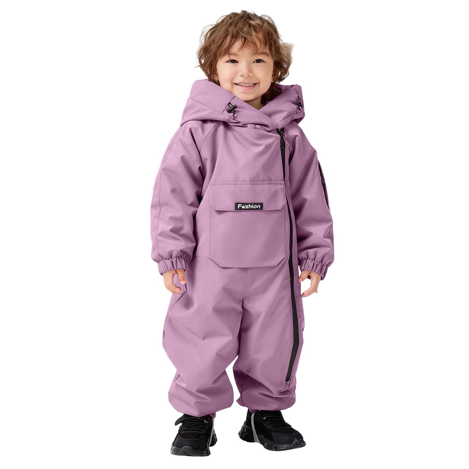 Combinaison Ski Enfant Garçon à Capuche Imperméables Coupe-Vent Vêtements de Ski Fille Noel Combinaisons de Neige Hiver Chaude Salopettes Veste Snowsuit Jumpsuit de Sports Coupe-Vent 1-5 ans