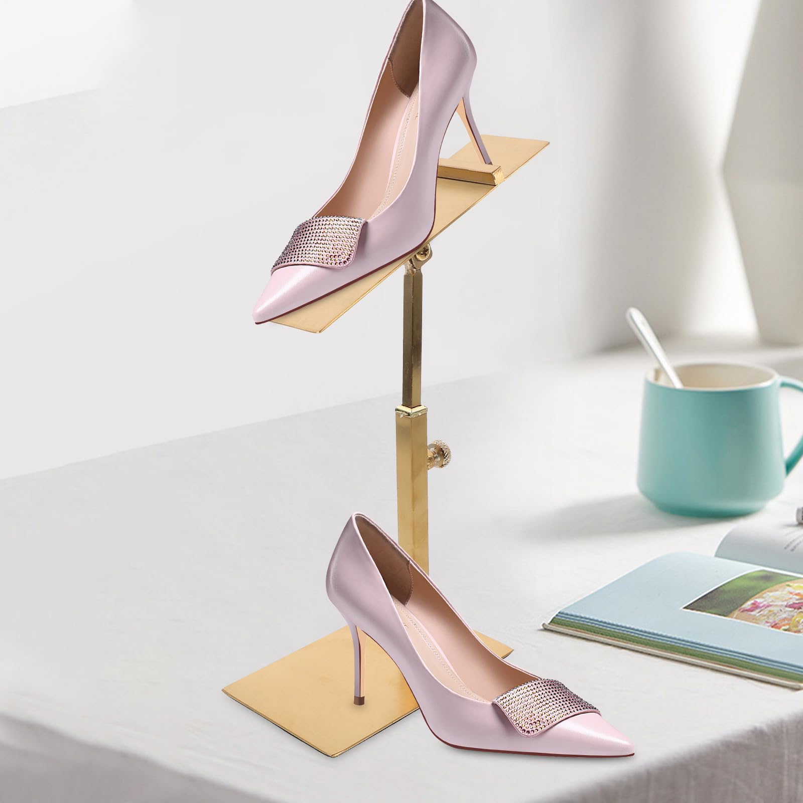 Supporto Espositivo per Scarpe in Acciaio Inossidabile Regolabile in Altezza 2 Pezzi per Scarpe da Donna e Uomo Design Salvaspazio e Facile Manutenzione per Negozio e Casa