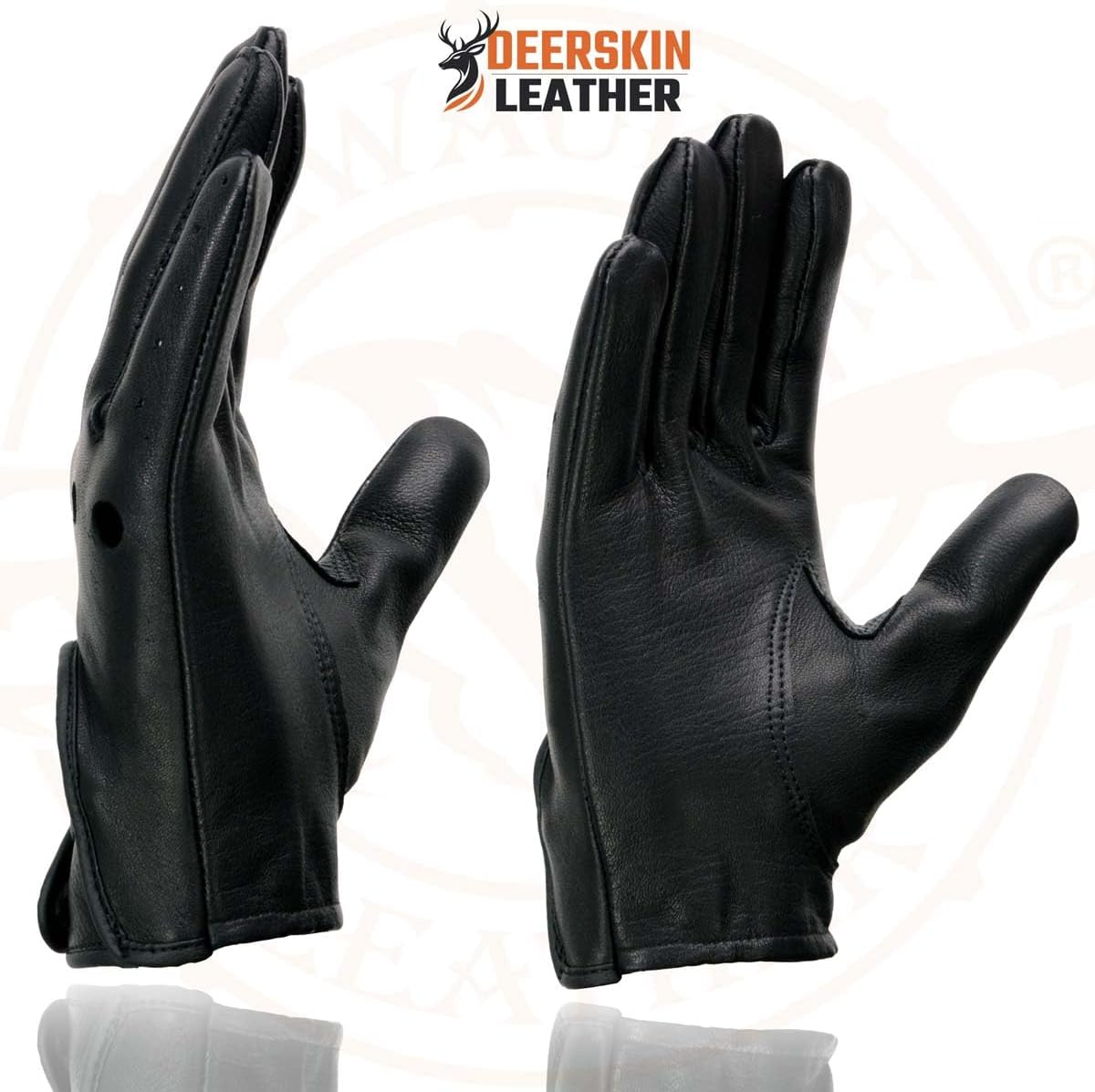 Milwaukee Leather SH869 Men's Black Deerskin Leather Unlined Professional Driving Gloves - Image 6