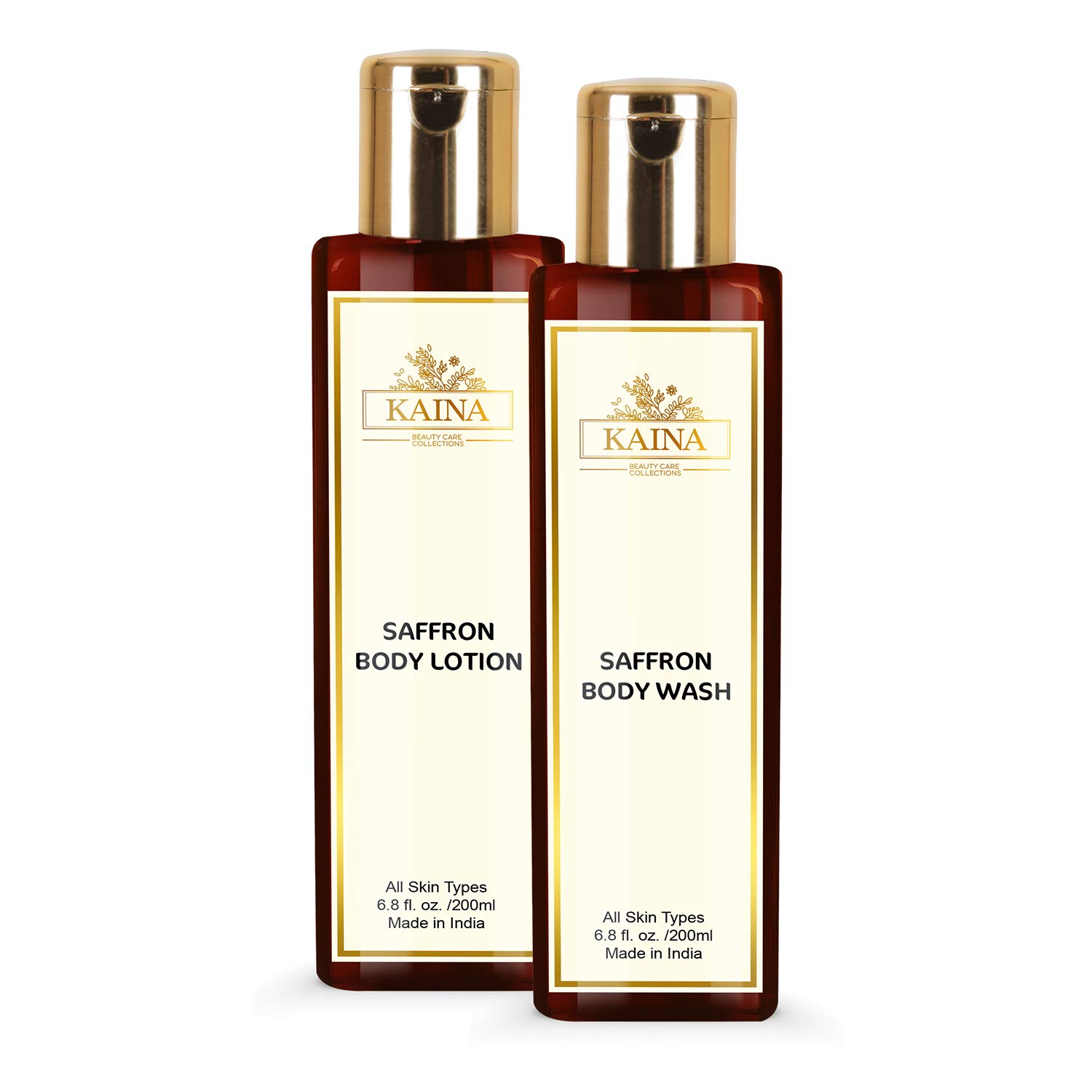 Kaina Skincare Saffron Combo Set of 2 | Body Lotion 200 ml & Body Wash 200 ml | Soft Glowing Skin and Skin Brighteing-picture-44