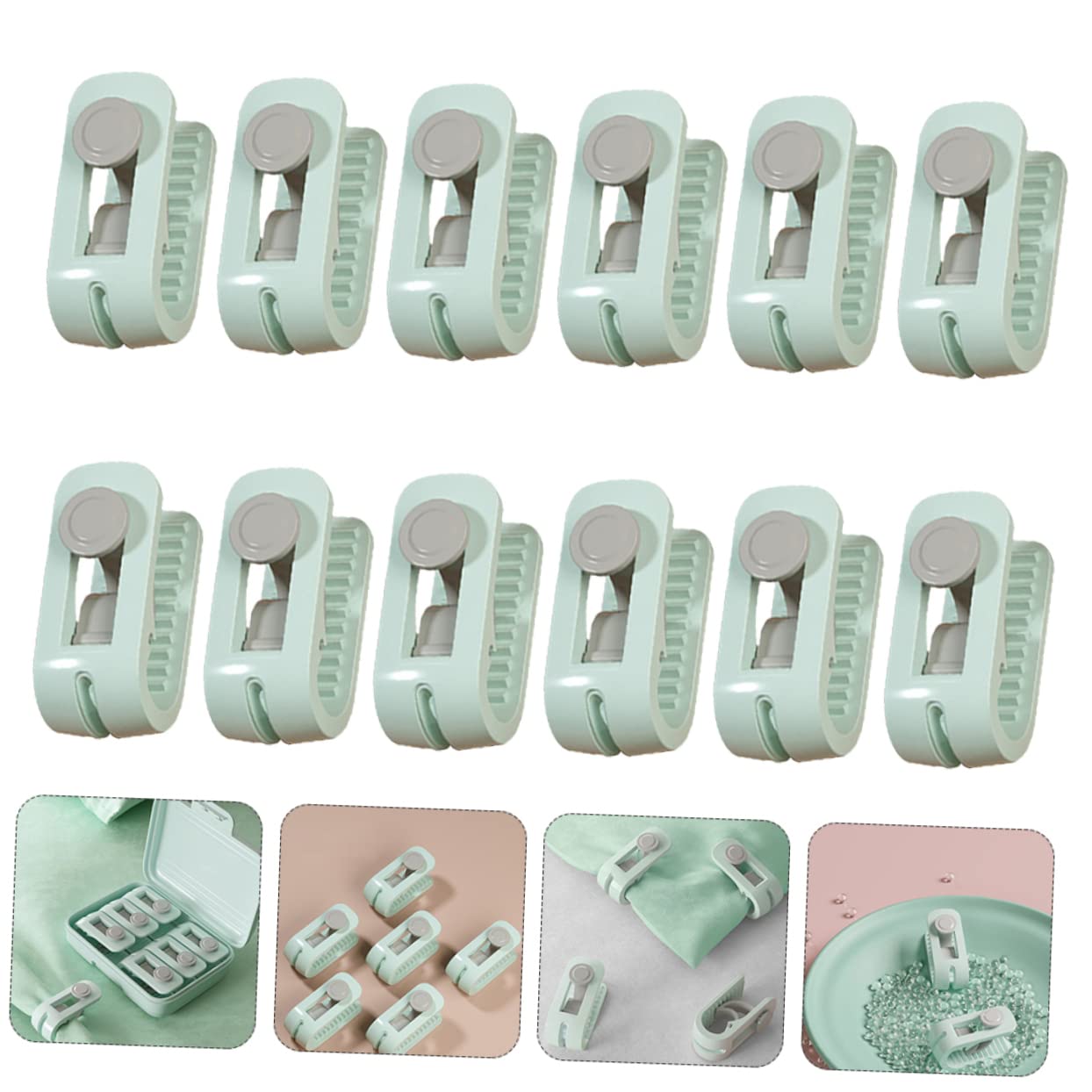 Bettlaken- und Bettdeckenklammern, 2 Sets Bettdecken-Clips, Quilt-Fixierer, Knopfhalter, Decken-Befestiger, grün, rosa(Green)