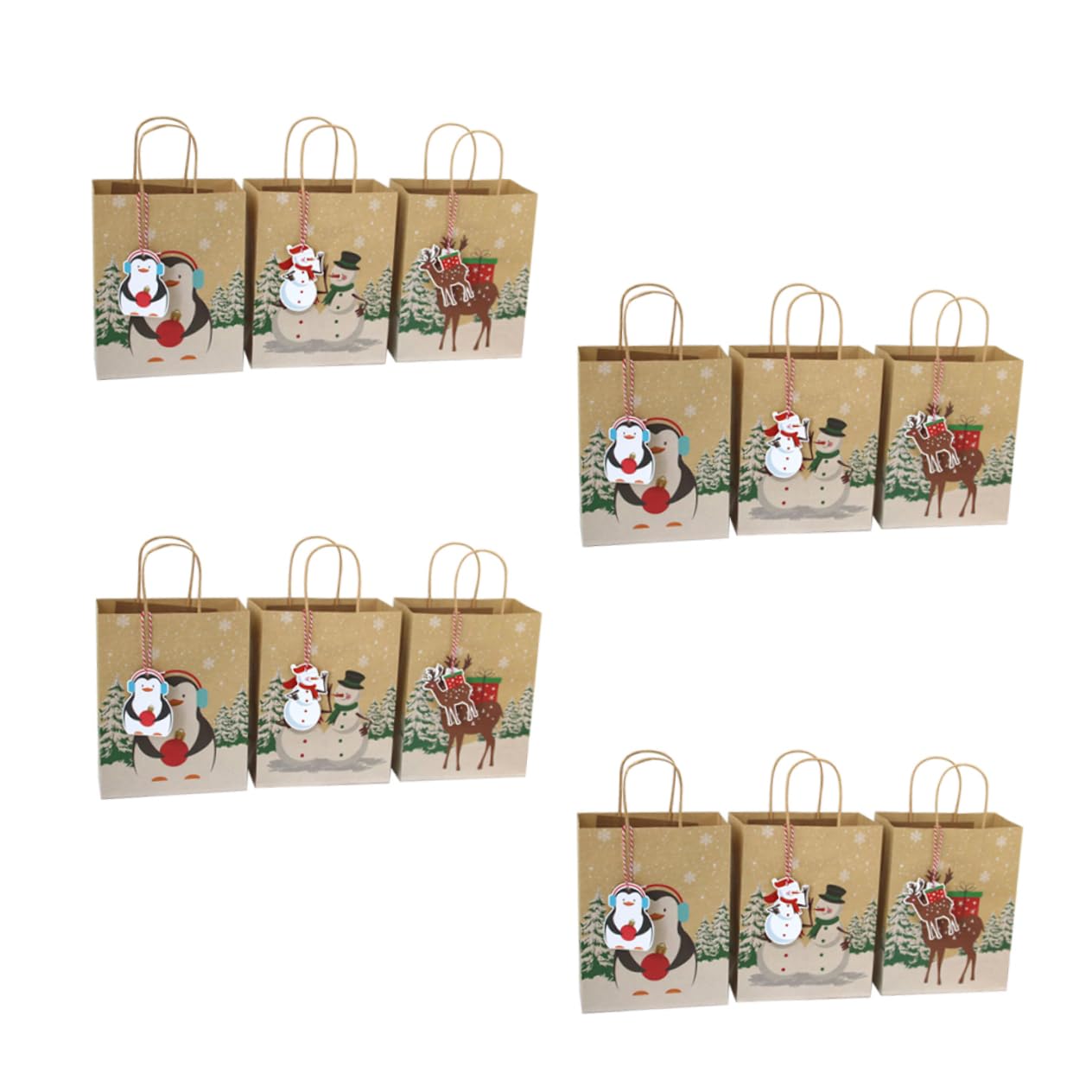 OATIPHO 24piezas Bolsas Navideñas de Obsequio de Papel Kraft Fondo Cuadrado para Embalaje para Fiestas de Navidad Bolsas de Obsequio para Regalos Unidades