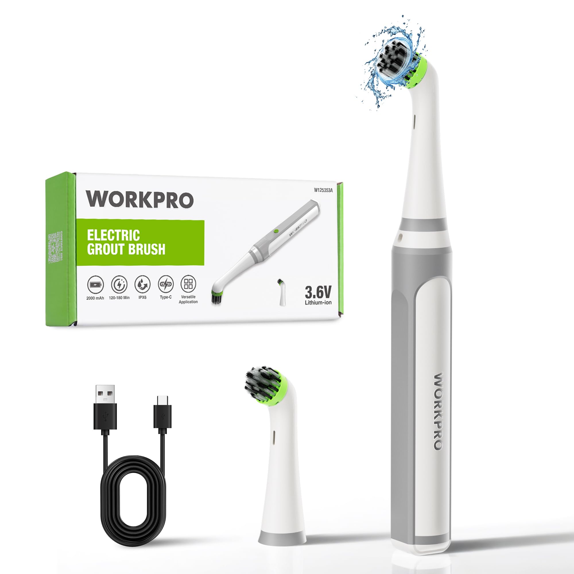Amazon.com: WORKPRO Cordless Grout Brush Set, 5500RPM Power