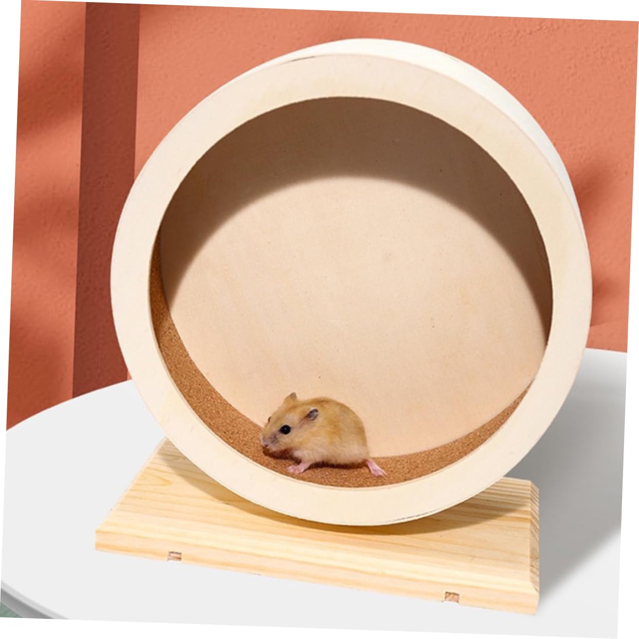 Housoutil Ruota in Legno Silenziosa Per Criceti e Piccoli Animali Giocattolo Fitness Antistress Per Cincillà e Porcellini d Esercizio Notturno Senza Rumore Misura Grande