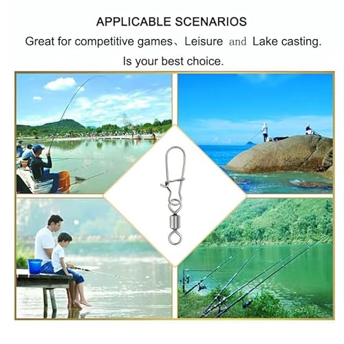Aoktorkit 50 Pcs Fishing Barrel Swivel Connector with Enhanced Type Snaps Clips, Metal Hook Line Connector Fishing Accessories for Freshwater Saltwater,6# - Image 3