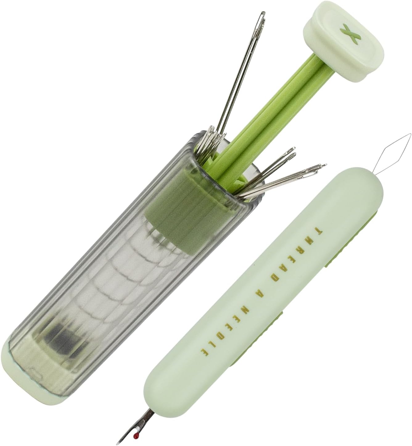 Pop-Up Needle Box Magnetic Needle Case, Sewing Needles Dispenser with 18Pcs Sewing Needles 3 Sizes and 2-in-1 Seam Ripper and Threader, Compact Sewing Kit Portable Basic DIY Home Repair