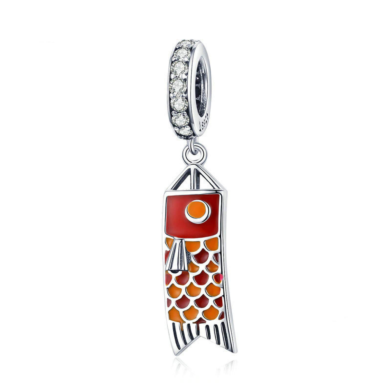Colgante de plata de ley 925 compatible con pulseras abalorio esmalte rojo CMBSSTFC 7