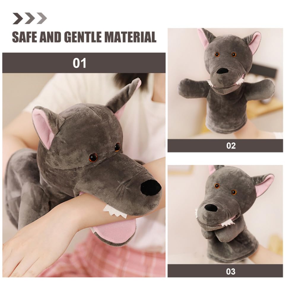 Marionnette à Main Loup en Peluche PP Coton, Jouet Interactif | Conte Interactif Parent-garçon et Filles, Améliore la Motricité, pour Garçon et Filles et Adultes