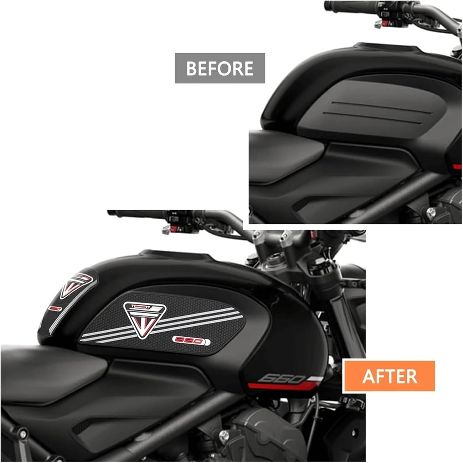 Motorcycle Tank Sticker for Tr&ident 660 2021-2025 Motorcycle Side Fuel Tank Pads Stickers Decal Gas Knee Grip Traction Protection.