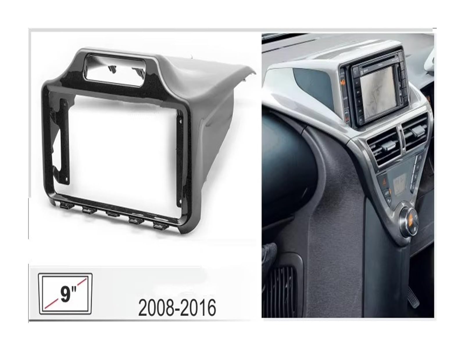 Marco plástico Radio Panel Radio Fascia Coche Kit Tablero 9 Pulgadas para Toyota IQ 2008-2016 Placa Adaptadora Bisel Consola Facia Cubierta Embellecedora