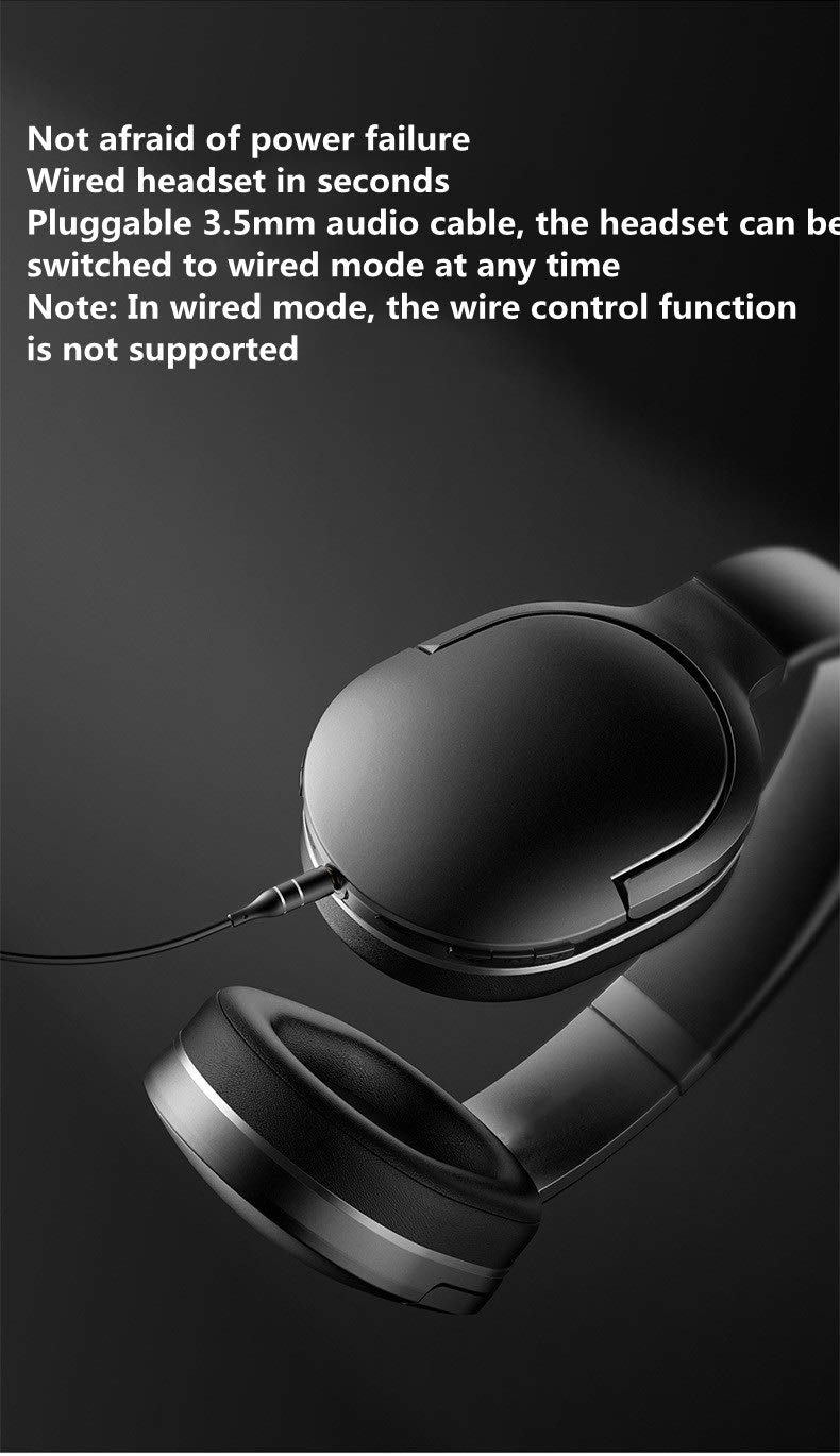 Cuffie Auricolari Wireless Bluetooth Stereo Bluetooth Pieghevole Bilaterale Pieghevole a Filo Portatile Cuffie (Color : Black)