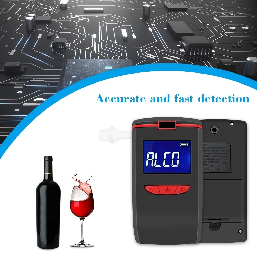 Profesjonalny alkomat Tester alkoholu Cyfrowy wyświetlacz LCD Automatyczne wyłączanie Alarm dźwiękowy z ustnikami 4 dla kierowców lub użytku domowego