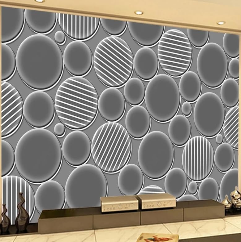Photo 3D cercle gris rond peintures murales papier peint salon 150x105