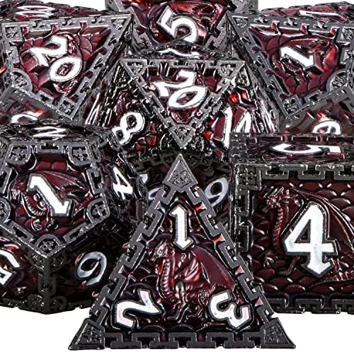 D&D Dice Set ARUOHHA Dungeons and Dragons Dice with Gift Box, DND Metal Dice Set D + D Large Polyhedral Dice for MTG Pathfinder RPG Board Games Role Playing Dice D and D Dice D20 D12 D10 D8 D6 D4