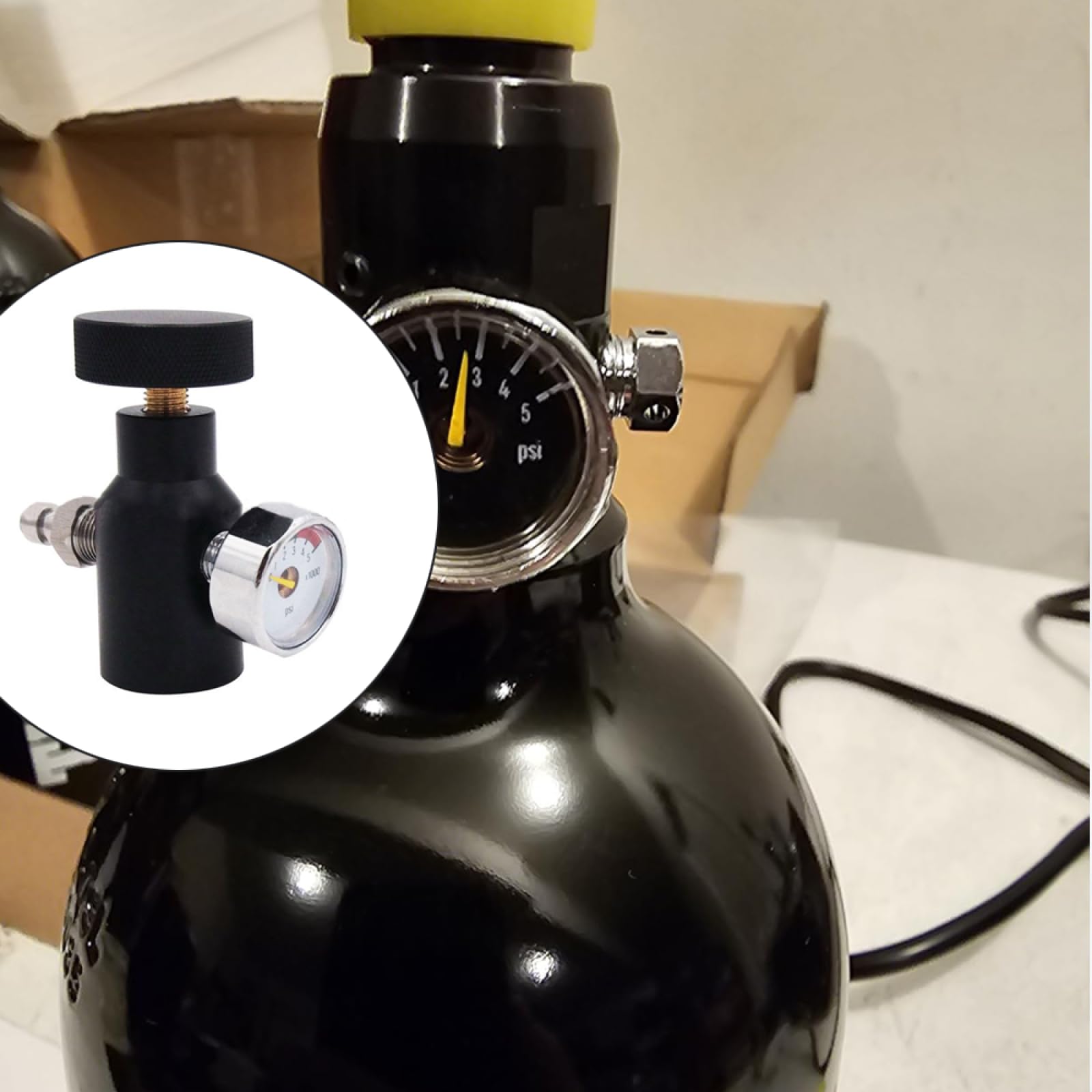 SEIWEI Co2-Tankadapter mit 3000/5000PSI-Messgerät, Druckluft-Füllstation, Fernschalter, Schnellaufblasanschluss für die meisten Zylinder