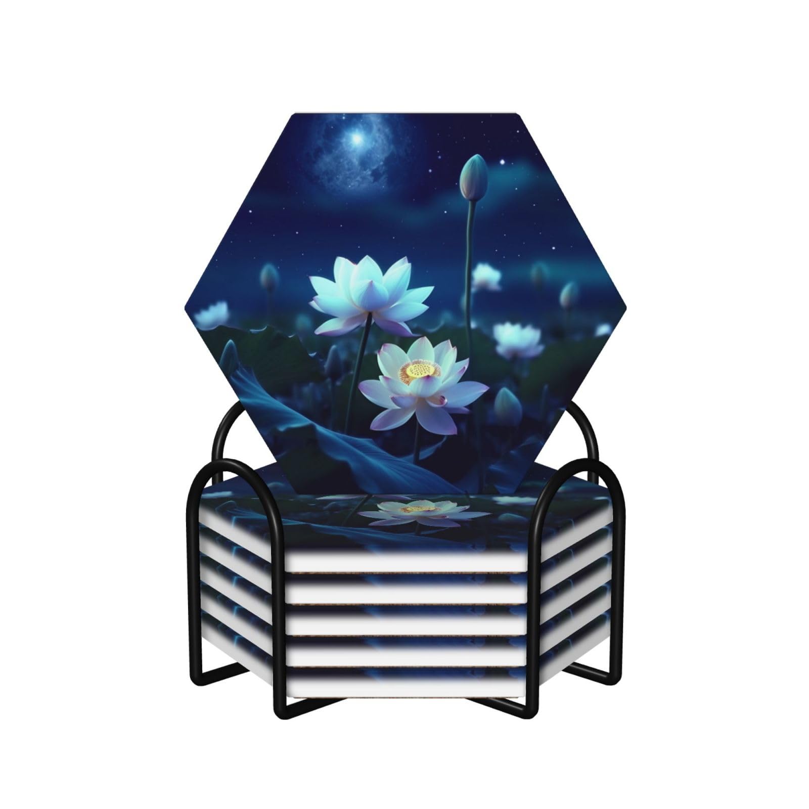 Dessous de verre fleurs de lotus en céramique pour éviter taches