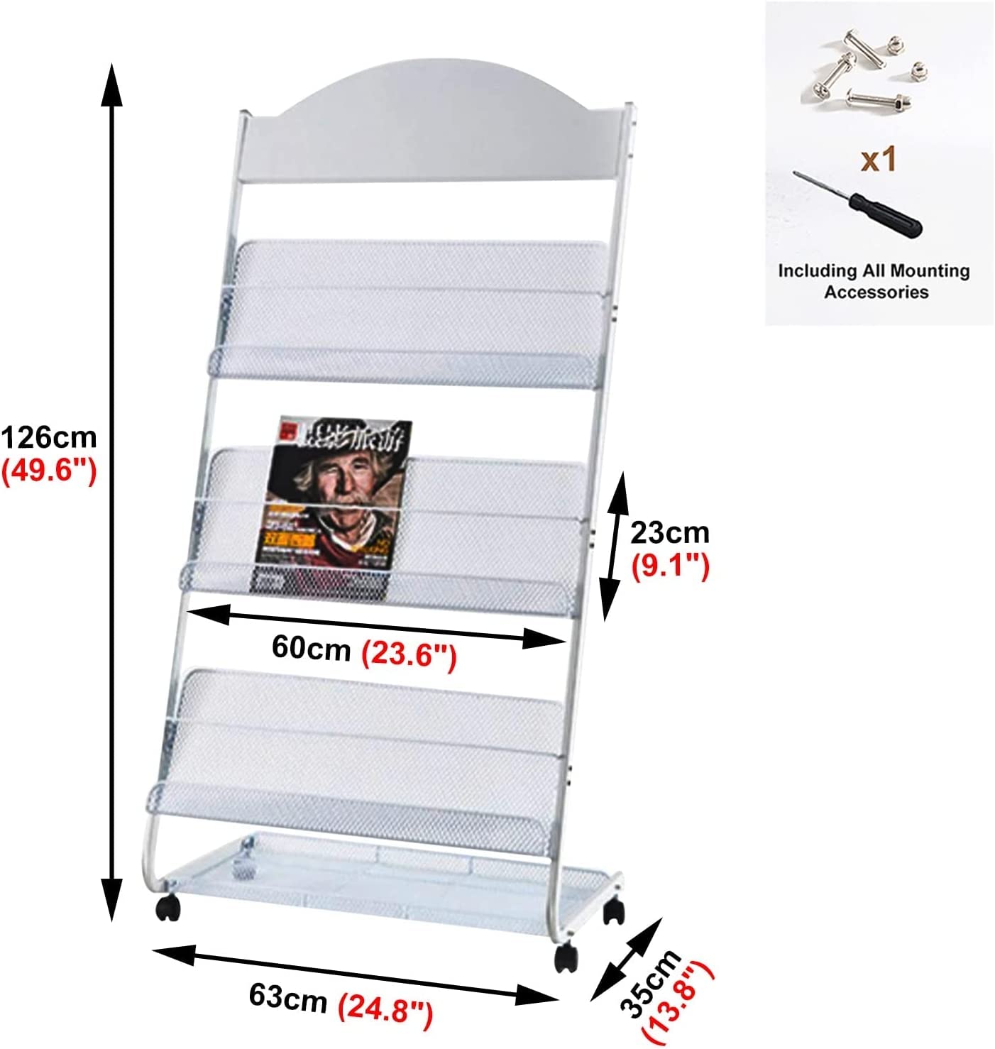 SUCADA Support Pliable pour brochures et Publications, Supports au Sol pour journaux commerciaux, Affiches, pour Hall de Banque, hospitalité (Black)