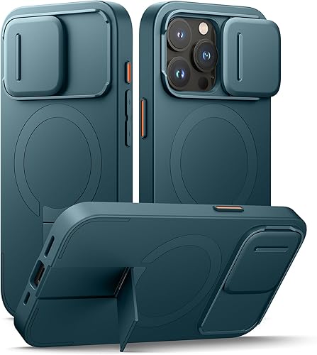 Miniatura 37 de SURITCH Funda para iPhone 14 Pro Max con cubierta magnética para cámara deslizante y soporte ajustable, compatible con MagSafe, funda protectora