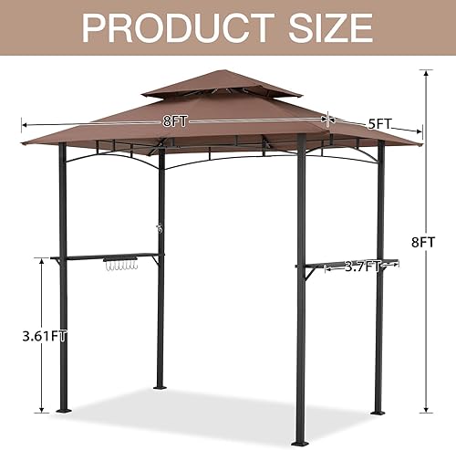 Vista 35 de AECOJOY Toldo de 8 x 5 pies, toldo para parrilla al aire libre, toldo para parrilla al aire libre, refugio de 2 niveles para patio, patio trasero
