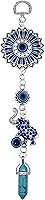 Vista 9 de LUCKBOOSTIUM Colgante colgante de elefante con cristal de piedra negra y mandala, signo de buena suerte y bendición, artículos decorativos