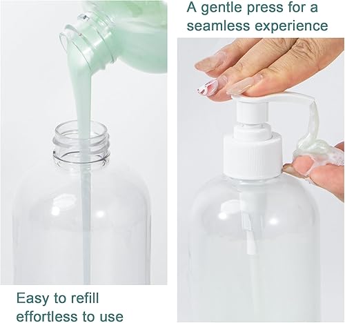 Miniatura 6 de Yebeauty - Botella dispensadora de champú, botellas de champú con bomba de 16.9 onzas, botella de ducha vacía recargable de plástico transparente, 2