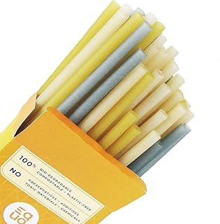 EQUO Rice Straws, Biodegradable, Compostable, and Plastic-Free, Pack of 50, Standard