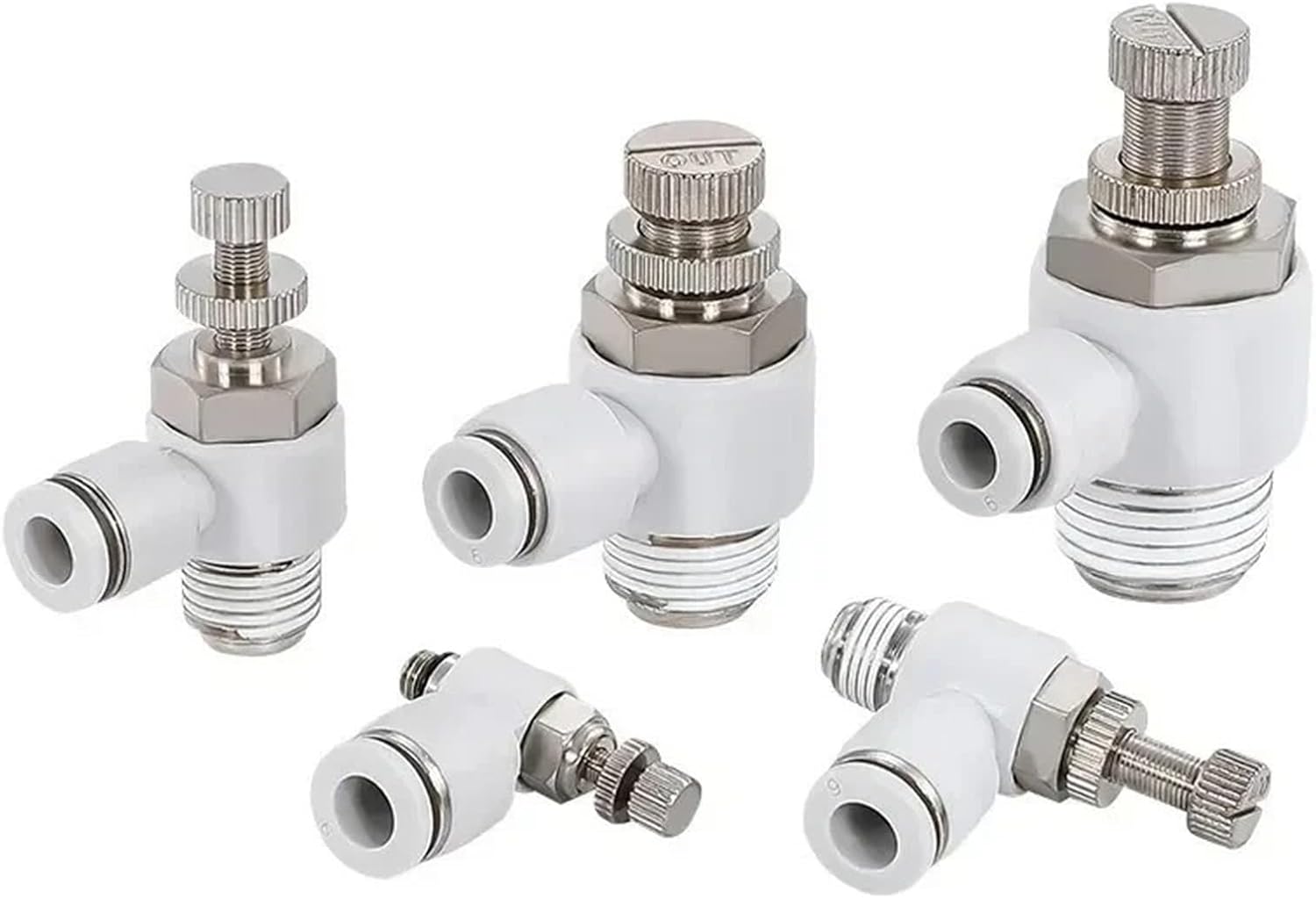 Pneumatic Hose L Type SL Throttle Valve 1/4 3/8 1/2 Thread White Cylinder Speed Control Connector Accessories Controllers 1Pcs(SL6-03)