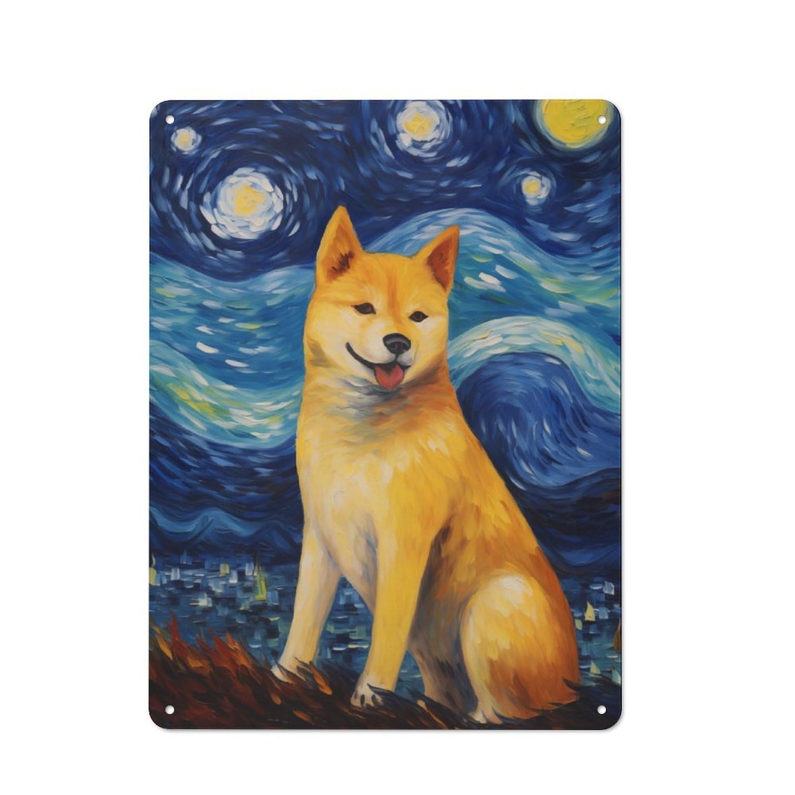 Junmoney Shiba Inu Dog Tin Sign 40X30cm For Garage Wall, Retro-Style Wall Decor, For Vintage Wall Decor Fans, For Metal Sign Collectors