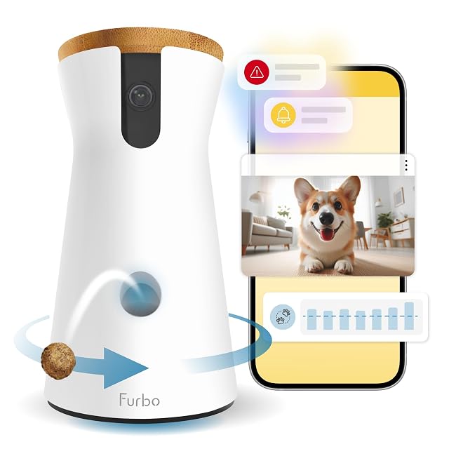 Furbo 360 Dog Camera Subscription Required Unlock w Paid Plan Home Security Dog Safety Alerts Rotating Pet Treat