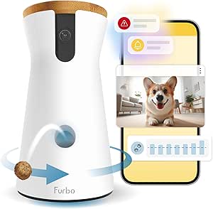 Furbo 360° Dog Camera - Unlock with Paid Plan: Home Security & Dog Safety Alerts, Rotating Pet Treat Dispenser w/ 2-Way Speaker, Smart Indoor Cam w/Phone App (3mo Minimum Subscription Required) asin的图片