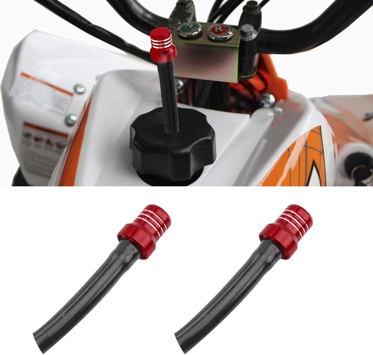 2PCS Gas Fuel Cap Air Vent Hose, Universal CNC Tank Valve Vent Tube with Chekc Ball, Aluminum Breather Valve Fits for 50cc 110cc 70cc 125cc ATV Motorcycle Dirt Pit Quad Bike Motocross