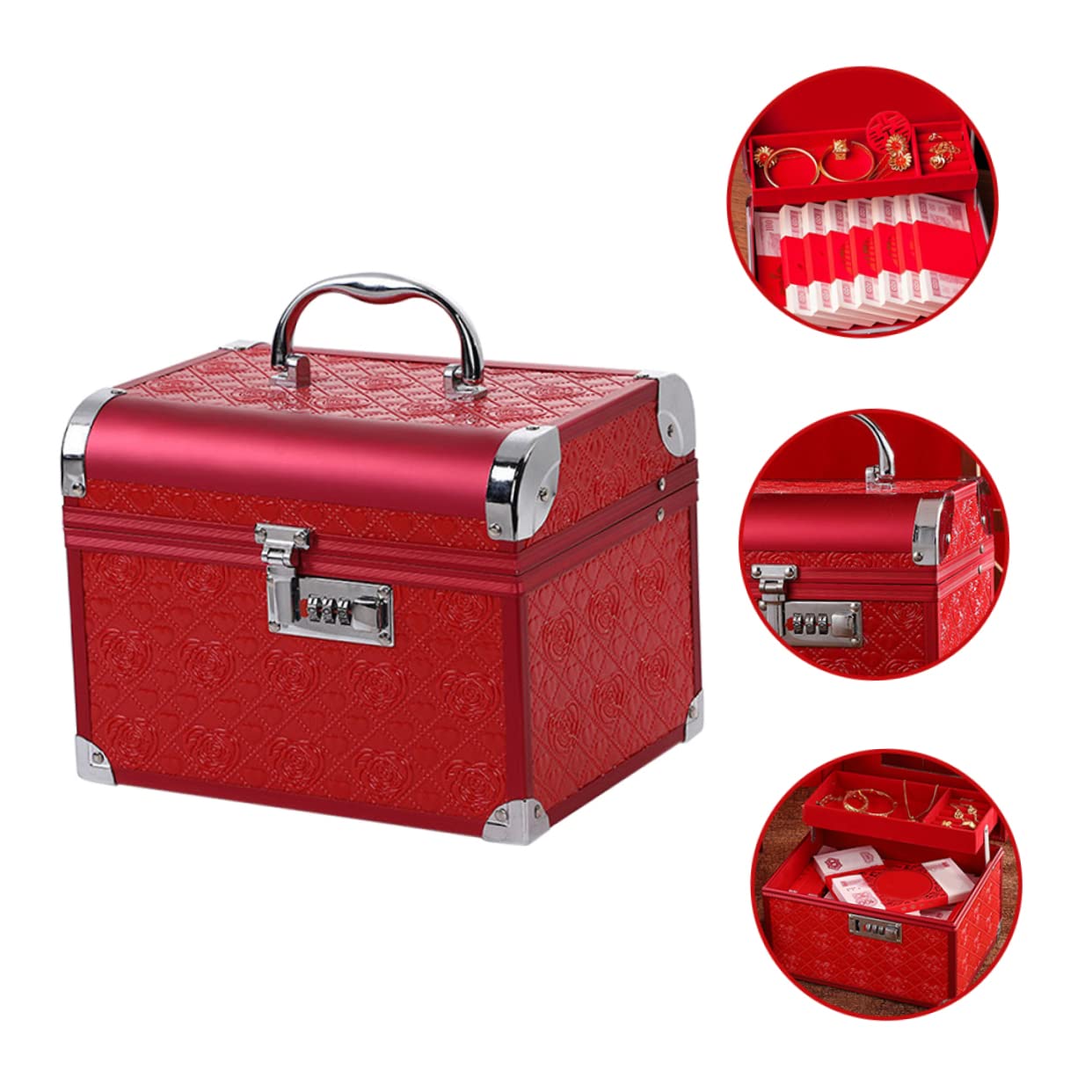 Caja De Joyería Vintage Para Bodas Estuche De Almacenamiento De Joyas Cerradura De Código Caja De Para Collares Pulseras y Pendientes
