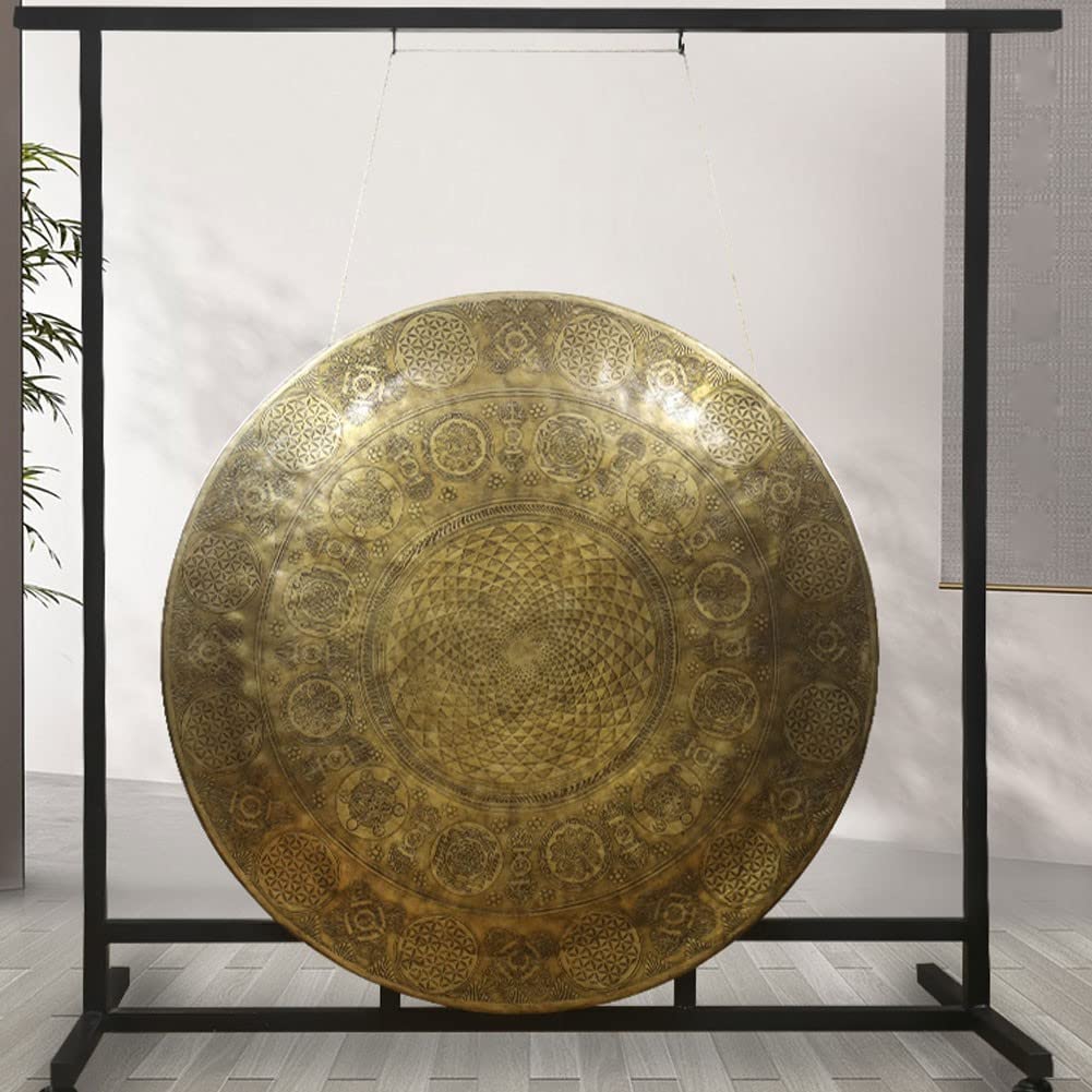 Gong Tibetano Tibetano percussioni Strumento Musicale Big Causeway Copper Sound Relax of Meditation Music Music Snaping Six Characters Mantra Planet Causeway(Color:B,Size:60cm)