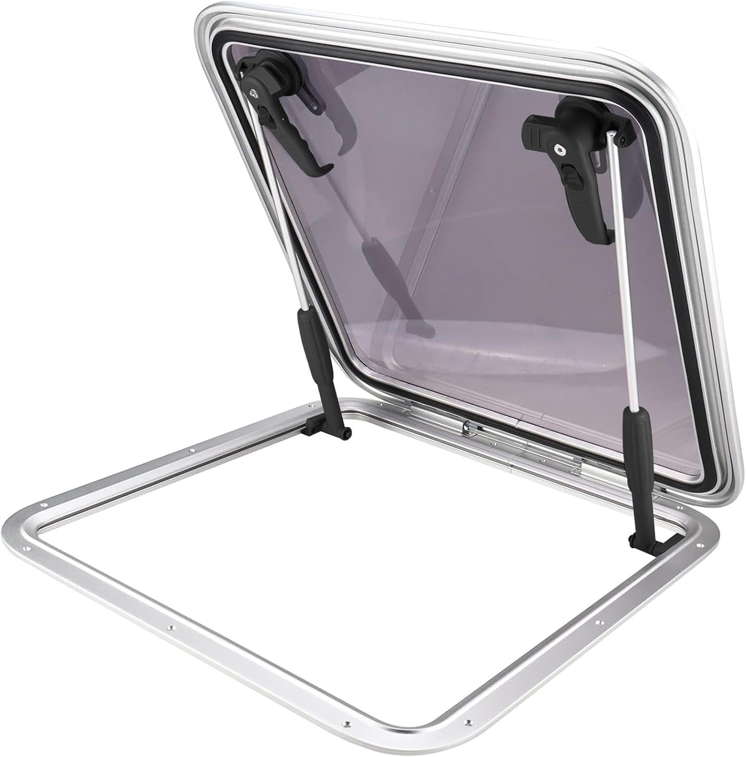 YaeMarine Square Anodized Aluminum Boat Deck Hatch & Lid Marine Hatch Porthole Portlight Window for Boat/Yacht/RV