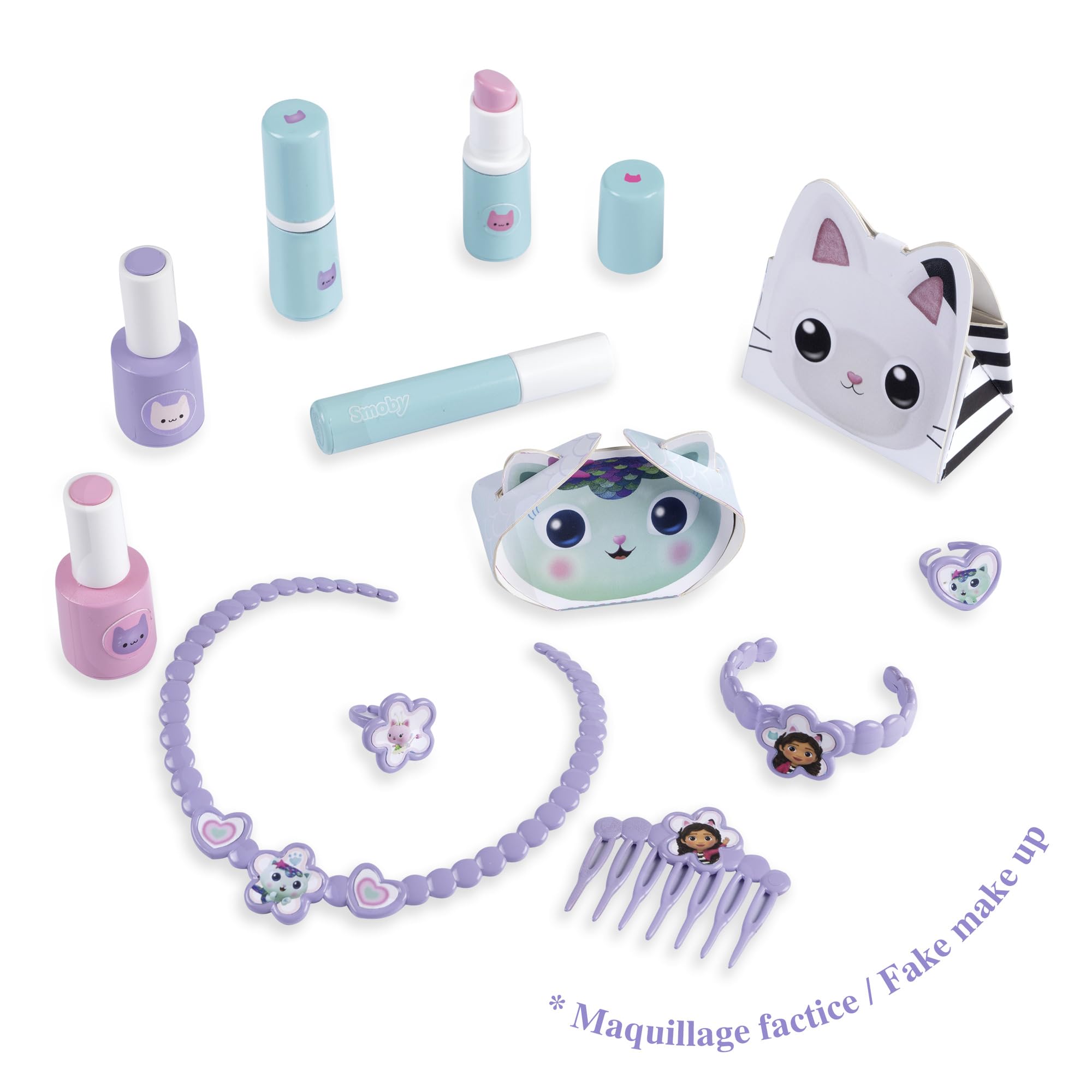 Smoby - Gabby Specchiera 2 in 1, 7600320254, +3 anni, 2in1, tanti accessori, trucchi finti non utilizzzabili
