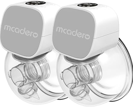 M5 Electric Breast Pump - Wearable Hands-Free Pump with LED Display - 4 Modes & 12 Levels - Portable & Wireless - Soft Double-Sealed Flange - Smart Display - 2 Pack - Elegant Gray