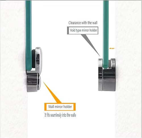 Miniatura 5 de Clips de espejo, clip de cristal flotante de aleación de zinc, soporte de espejo redondo montado en la pared, espejo de baño, hoja de soporte,