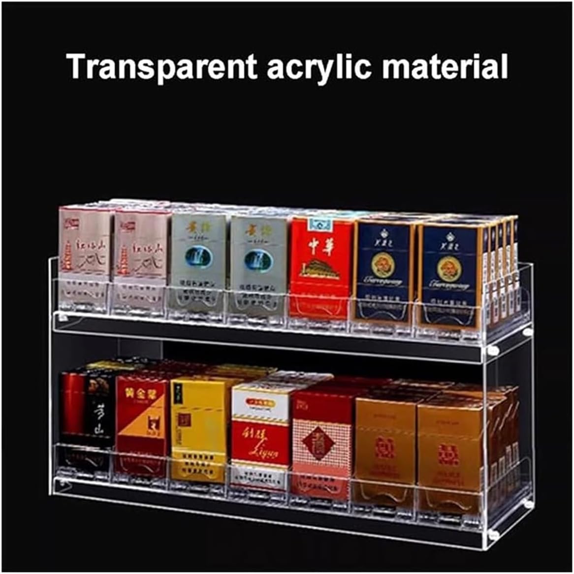Wall Mounted Cigarette Display Rack, Acrylic Showcase with Pushers, Portable Countertop Cigarette Case, Clear Organizer for Easy Access (61x16x21.5cm)