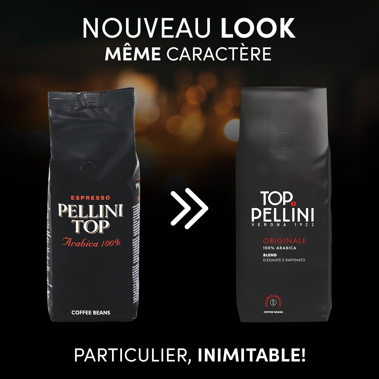 Pellini Café en Grains Top, Mélange 100% Arabica, Café en Grains aux Arômes Parfumés et Raffinés avec des Notes de Réglisse et de Cacao, 500g