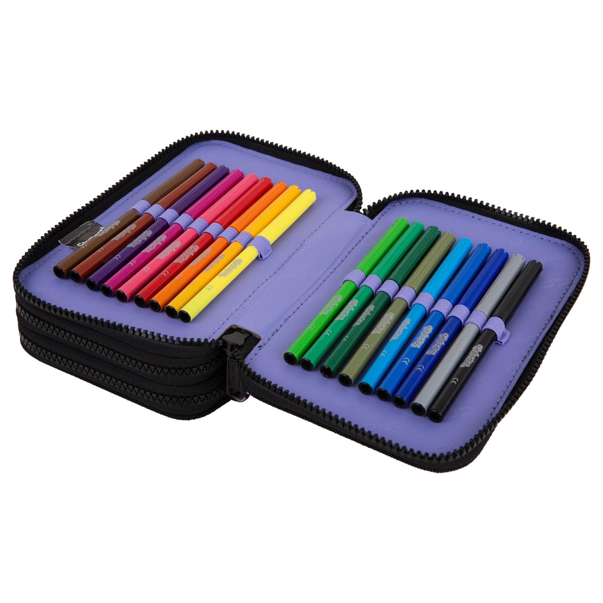 CoolPack XXL Federtasche Federmappe 3-Fach Schulstiftetui, dreifaches Federmäppchen, Federmäppchen für Mädchen, 3-stöckig, Mood, 44-teilig gefüllte Schüleretui