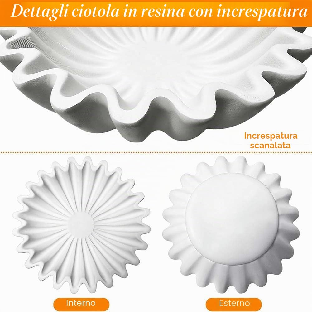 Ciotola Decorativa con Volant Scanalato, Capesante in Resina, Ciotola per Frutta, Chiave per Tavolo da Ingresso, Ciotola per caffè, Tavolo Consolle da Pranzo, Facile da Usare, Avorio