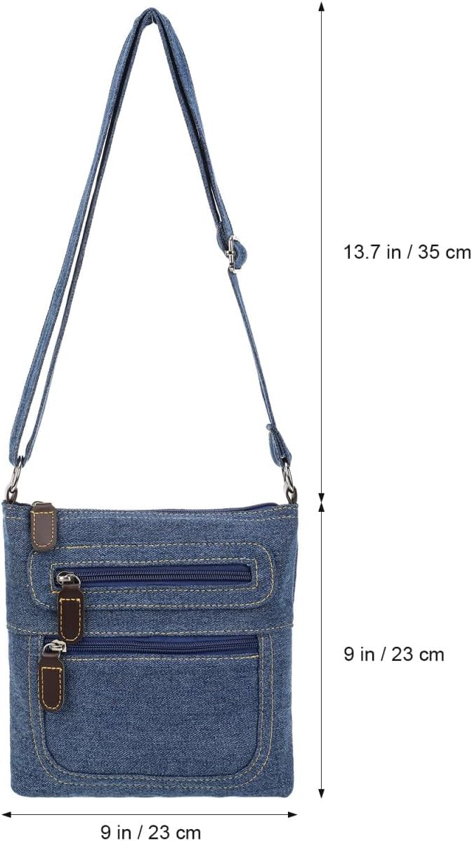 Small Denim Crossbody Bag for Women Multi-Zip Lightweight Square Shoulder Bag Casual Purse for Cell Phone Wallet Essentials - Image 5