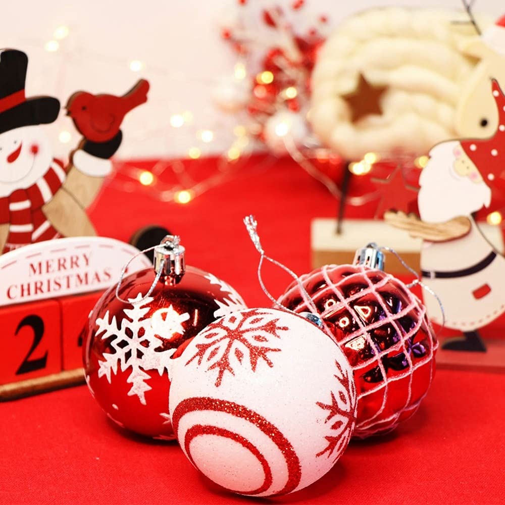 Bombki, Bombki, Bombki 36szt Bombki Ozdoby Choinka Party Dekoracja 7cm Czerwono-Białe Ozdoby Kulki (Color : Wit)