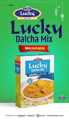 Miniatura 6 de Lucky Dalcha Spice Mix  Dal Gosht Masala (paquete de 5) - Mezcla de polvo listo para hacer sabroso guiso de carne, lentejas y verduras - Bajo sodio,